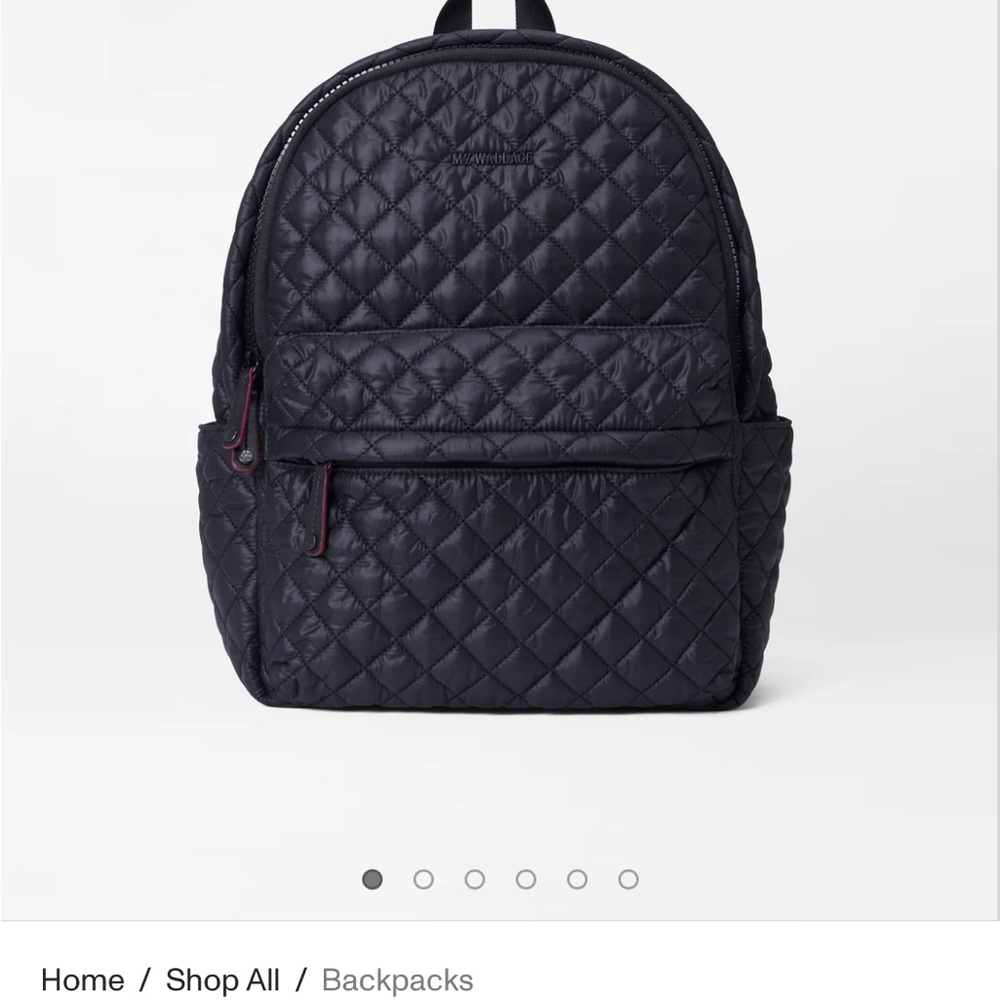 MZ Wallace Black Quilted Backpack with Adjustable Straps